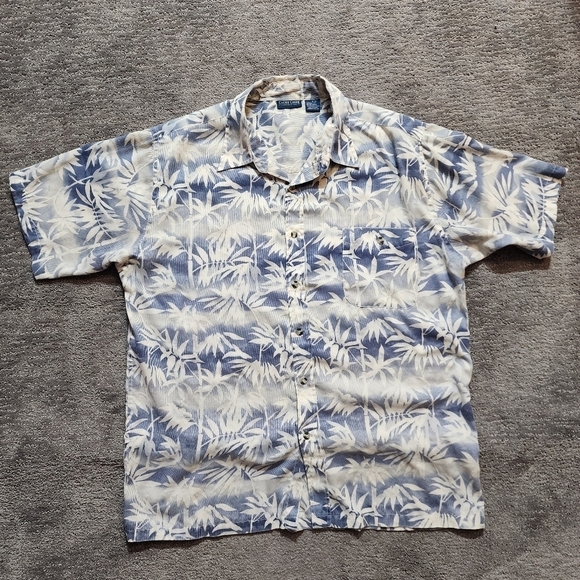 Cache Creek Hawaiian Button Up Shirt Large Blue Floral Short Sleeve Lightweight - Picture 5 of 13